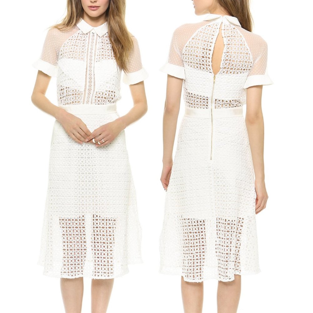Self-Portrait Womens Pattern Play Lace Midi Dress